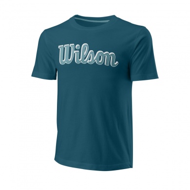 Wilson Tennis Tshirt Script Eco Cotton (Baumwolle, Slim Fit) blaugrün Herren